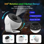 Star projector 360° rotating galaxy night light with 12 projection effects and timer