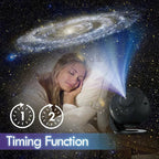 Star projector 360° rotating galaxy night light with 12 projection effects and timer