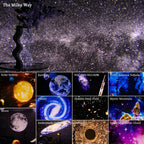 Star projector 360° rotating galaxy night light with 12 projection effects and timer