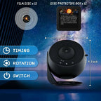 Star projector 360° rotating galaxy night light with 12 projection effects and timer
