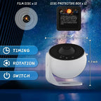 Star projector 360° rotating galaxy night light with 12 projection effects and timer