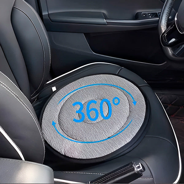 Swivel seat cushion with 360° rotation and non-slip base, mobility aid for car and home