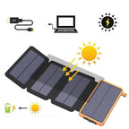 Solar power bank 25000mAh with 4 solar panels and 3 USB outputs for outdoor use