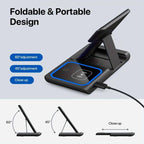 3-in-1 wireless charging station for iPhone Apple Watch and AirPods, foldable magnetic design