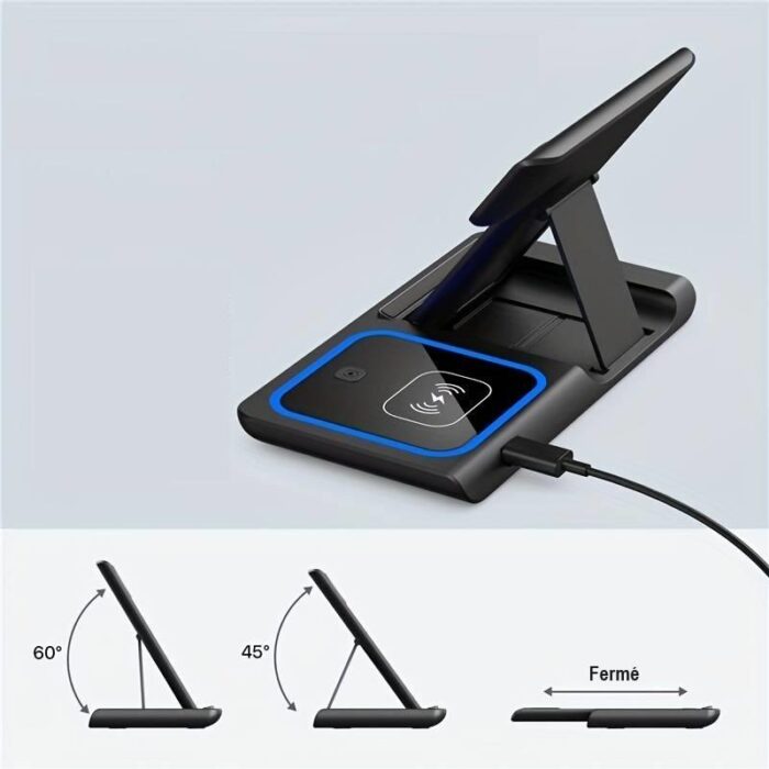 3-in-1 wireless charging station for iPhone Apple Watch and AirPods, foldable magnetic design