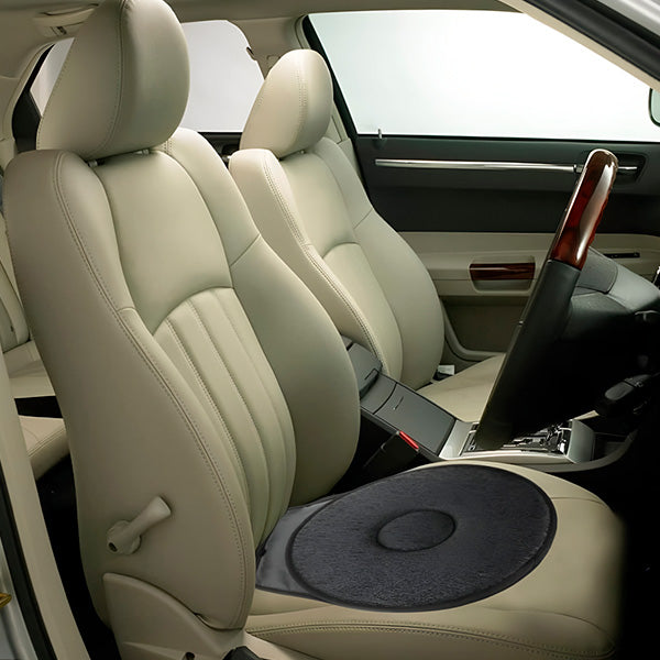 Swivel seat cushion with 360° rotation and non-slip base, mobility aid for car and home