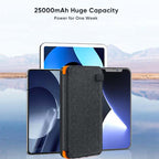 Solar power bank 25000mAh with 4 solar panels and 3 USB outputs for outdoor use