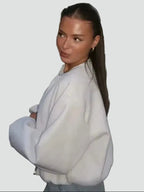 Women short bomber jacket with pockets and full zip closure cropped fit