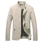 Men slim fit lightweight zip up jacket with band collar and side pockets