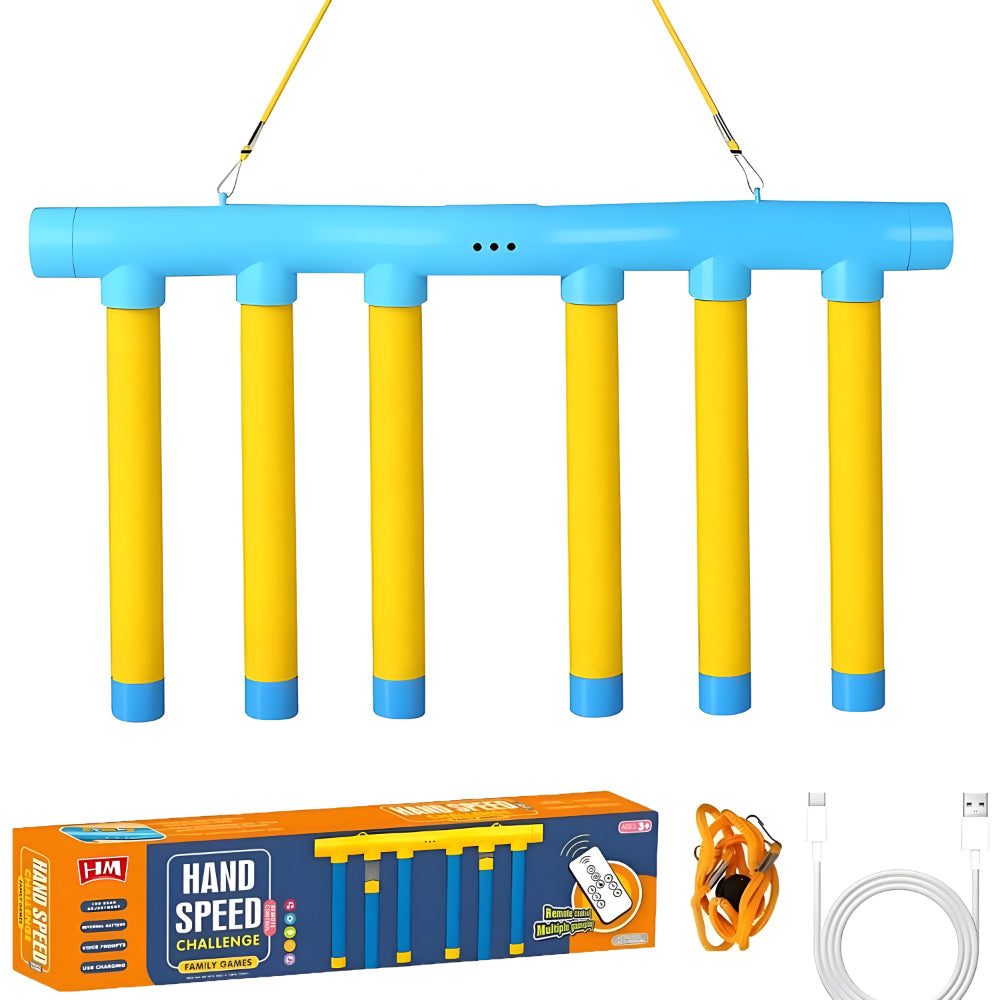 Kids reflex game reaction trainer falling stick drop challenge, adjustable speed