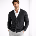 Men's knit cardigan V-neck button-front regular fit, smart casual layering