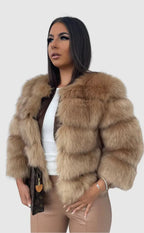 Faux fur coat women's glamour jacket in soft animal-friendly synthetic fur