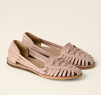 Women's flat woven sandals slip-on closed front in Black Brown and Pink, summer casual