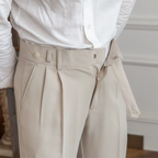 Men pleated high waist chino trousers in classic tailored fit