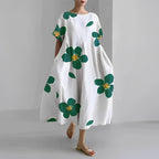 Women floral bohemian maxi dress loose fit with vibrant floral print