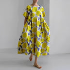 Women floral bohemian maxi dress loose fit with vibrant floral print