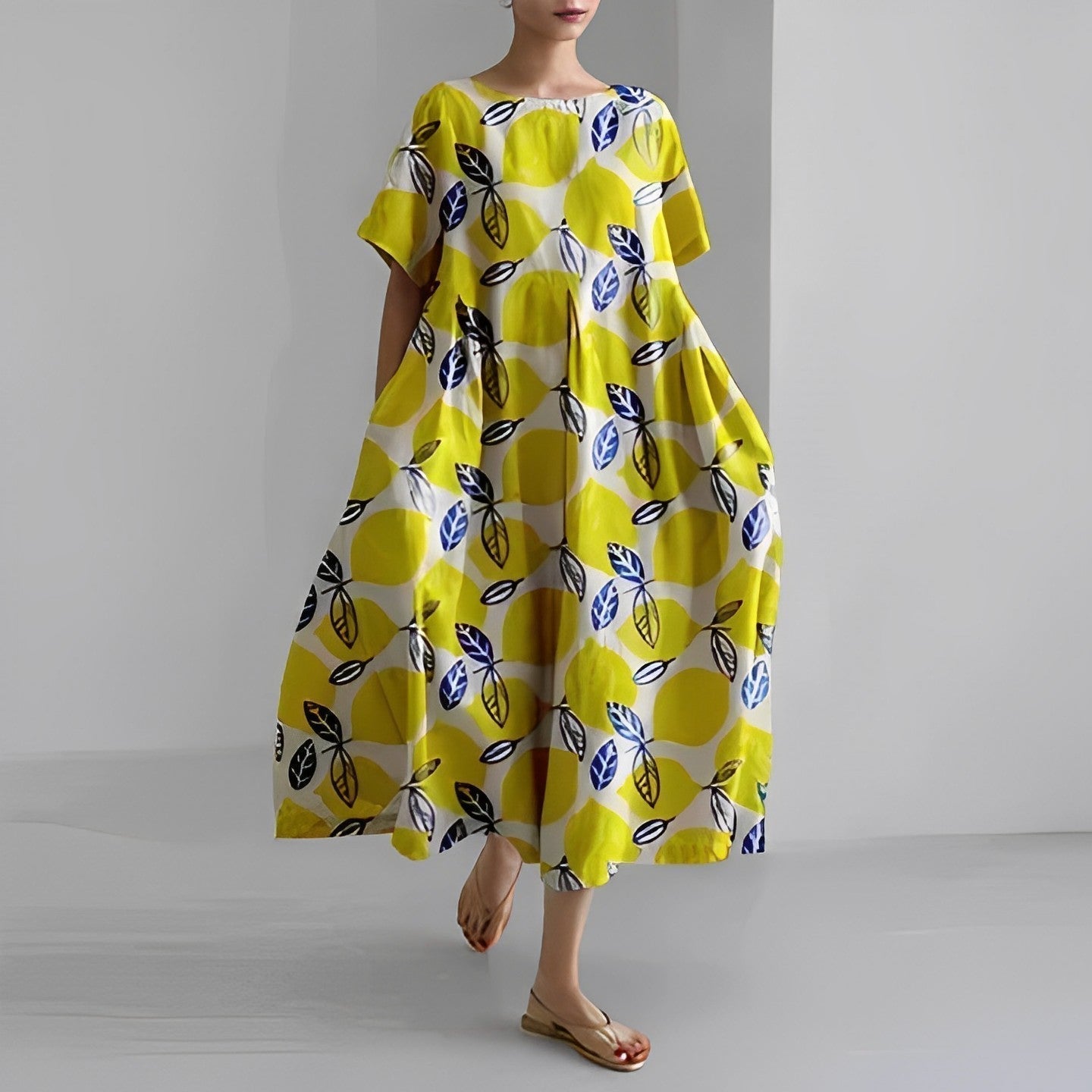 Women floral bohemian maxi dress loose fit with vibrant floral print