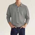 Men Polo Shirt Long Sleeve Fine Knit Casual Autumn Winter Wear