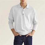 Men Polo Shirt Long Sleeve Fine Knit Casual Autumn Winter Wear