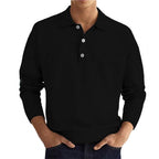 Men Polo Shirt Long Sleeve Fine Knit Casual Autumn Winter Wear