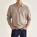 Men Polo Shirt Long Sleeve Fine Knit Casual Autumn Winter Wear