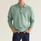 Polo Shirt Men Long Sleeve Button Placket Regular Fit Collar