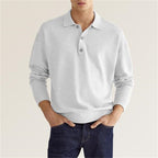 Polo Shirt Men Long Sleeve Button Placket Regular Fit Collar