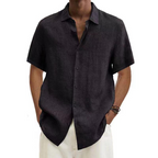 Men's linen-look short sleeve shirt, lightweight summer casual fit