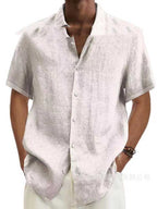 Men's linen-look short sleeve shirt, lightweight summer casual fit