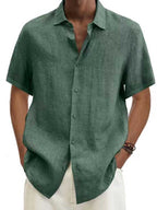 Men's linen-look short sleeve shirt, lightweight summer casual fit