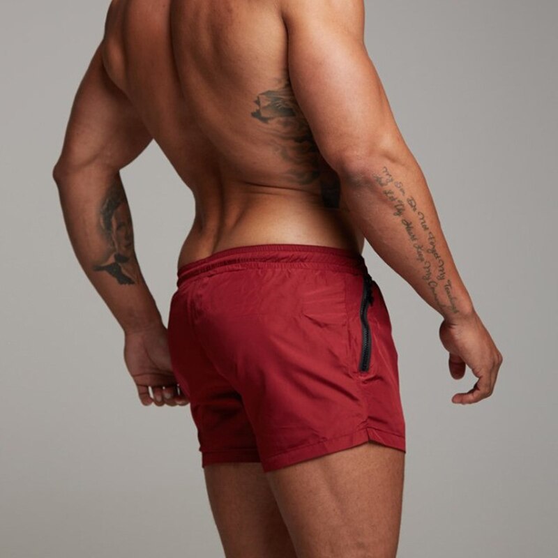 Mens Swim Shorts Quick Dry Short Length Zip Pockets Swimwear