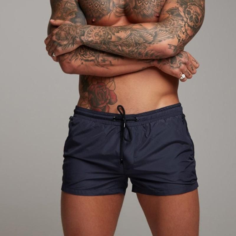 Mens Swim Shorts Quick Dry Short Length Zip Pockets Swimwear