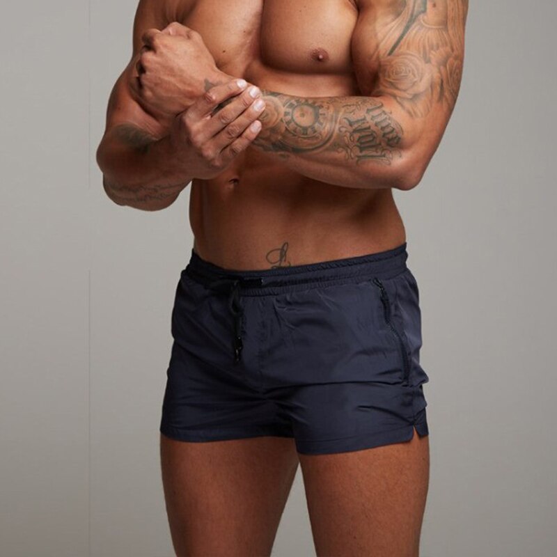 Mens Swim Shorts Quick Dry Short Length Zip Pockets Swimwear
