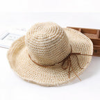 Women straw wide brim sun hat foldable adjustable beach summer