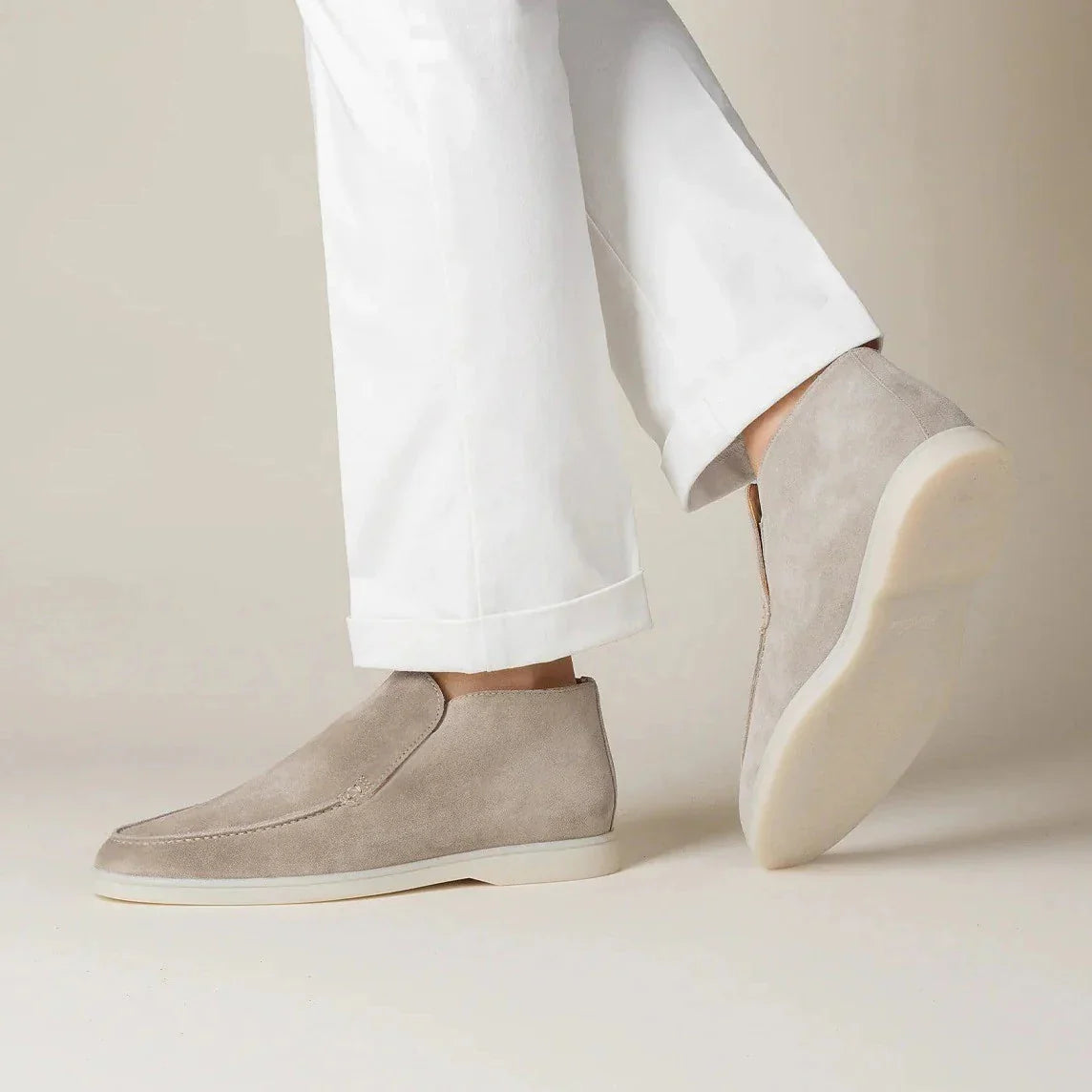 Men slip-on casual shoes moc toe ankle height minimalist design
