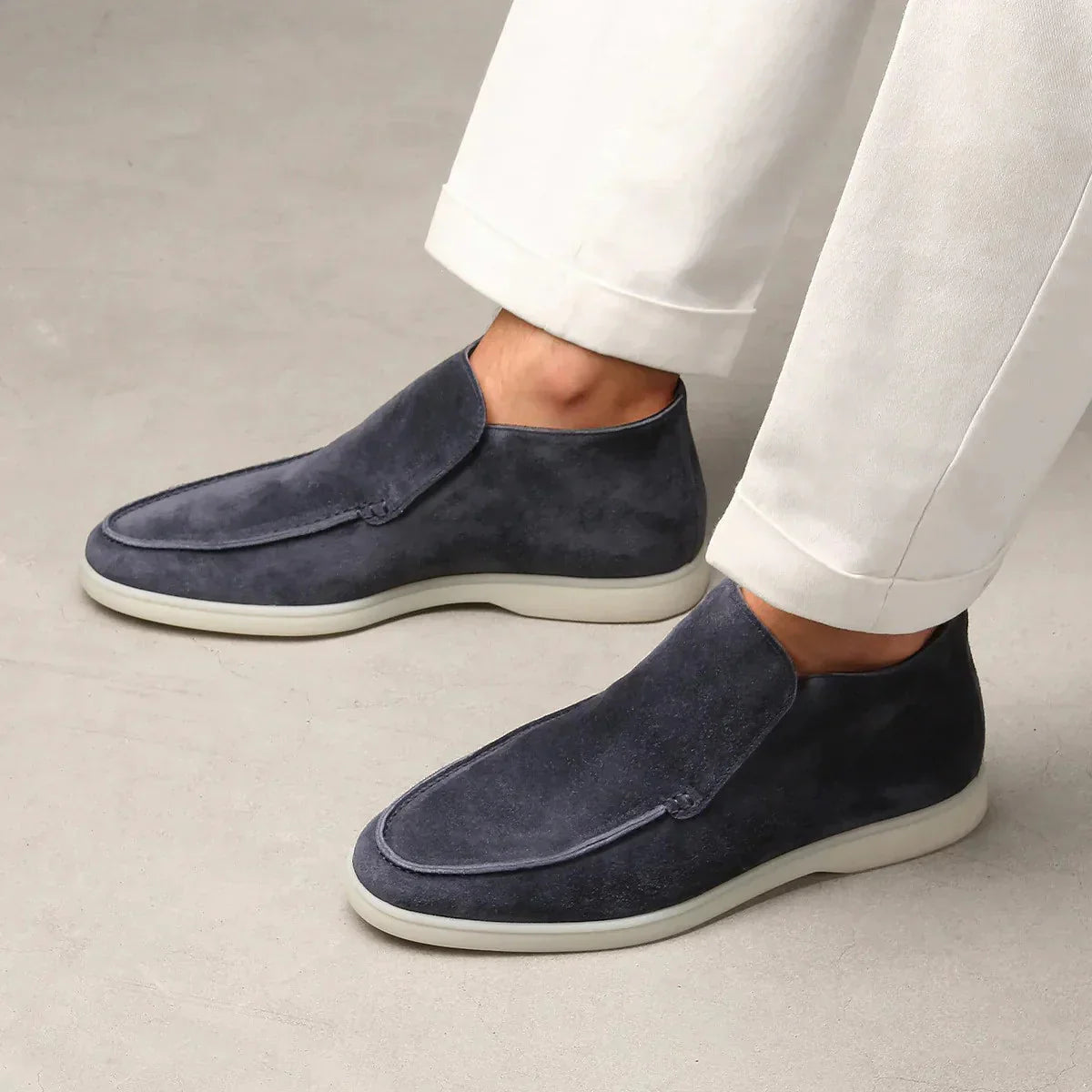 Men slip-on casual shoes moc toe ankle height minimalist design