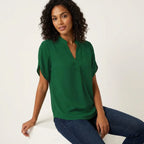 Women's summer blouse with V-neckline and short sleeves, casual lightweight fit