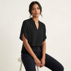 Women's summer blouse with V-neckline and short sleeves, casual lightweight fit