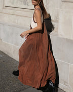 Women's V-neck bold contrast maxi dress in green, black and brown