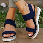 Women platform sandals with elastic straps in multiple colours