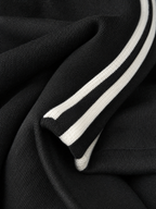 Women's maxi sweatshirt dress with button-down collar and white trim, minimalist relaxed fit
