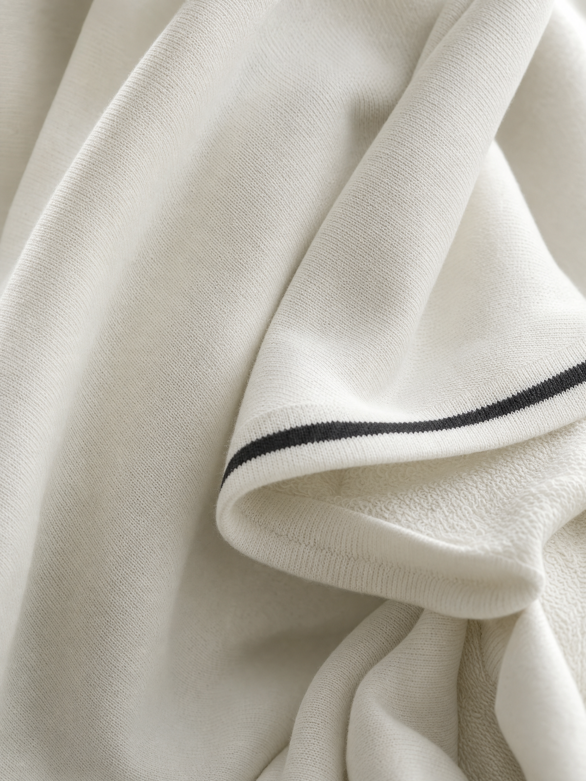 Women's maxi sweatshirt dress with button-down collar and white trim, minimalist relaxed fit