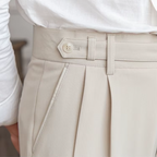 Men pleated high waist chino trousers in classic tailored fit