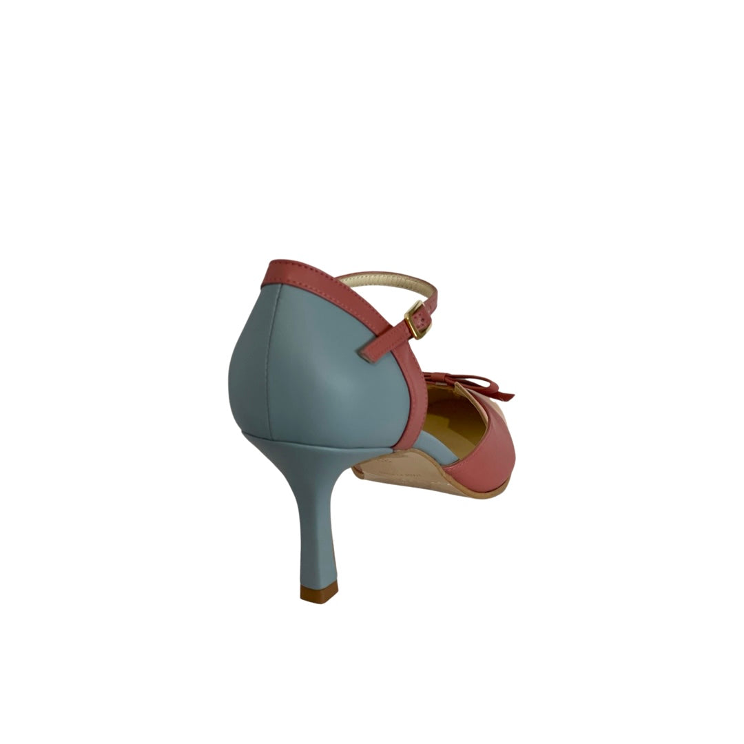 Women's orthopedic high heels with cushioned footbed and non-slip sole, available in Sky Blue, White and Pink