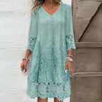 Embroidered midi dress with breathable fabric and figure-skimming fit