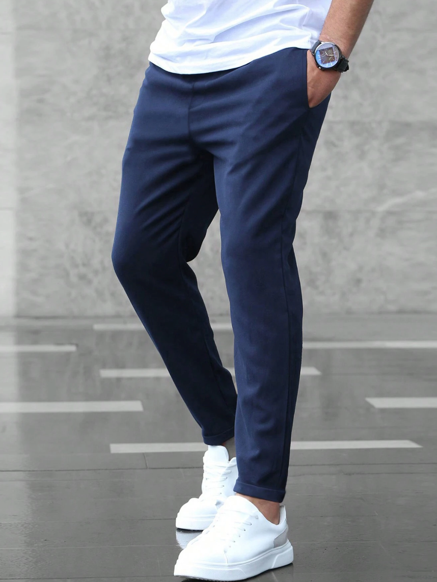 Men's slim fit jogger pants with drawstring waist, casual streetwear style