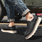 Men leather loafers slip on orthopedic cushioned insole brown black