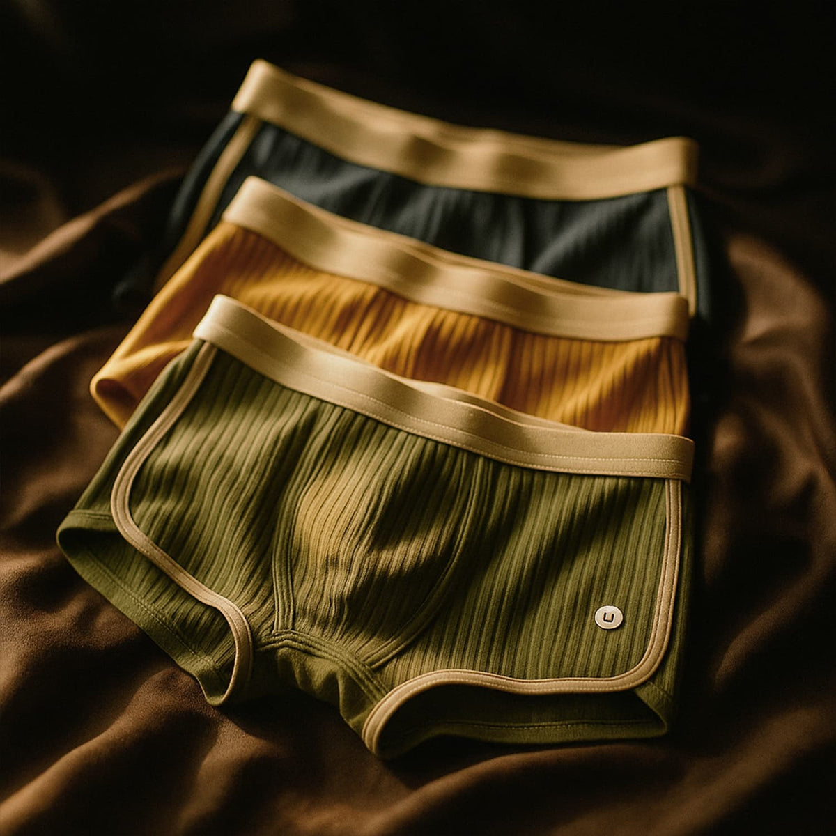 Men's ribbed cotton boxer briefs 3-pack with contoured pouch and stay-put waistband