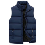 Men quilted vest sleeveless full zip high collar with zip pockets