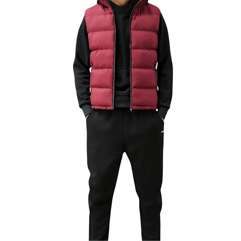 Men quilted vest sleeveless full zip high collar with zip pockets